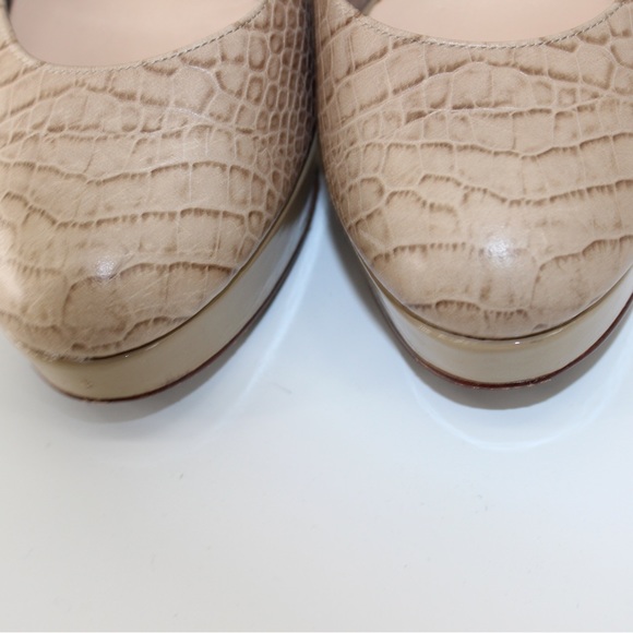 COLE HAAN Leather Platform High Heel Reptile Print Neutral Taupe brown 8.5 - Picture 8 of 10